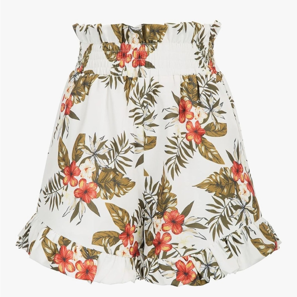 High Waisted Ruffle Floral Shorts Medium
